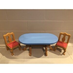 Little Tikes Grand Mansion Dollhouse Size Furniture Dining Table & 2 Chairs